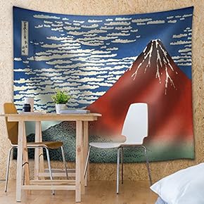 Katsushika Hokusai - Red Fuji Southern Wind Clear Morning - 1830 Woodblock Print - South Wind, Clear Sky - Fabric Tapestry, Home Decor - 51x60 inches
