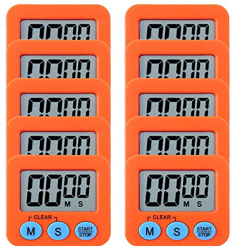 10 Pack Small Mini Digital Kitchen Timer Magnetic Countdown Up Minute Second Timer (10 Orange) - Thumbnail 7