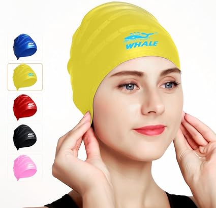 Amazon Com Swimming Caps For Long Hair 3d Waterproof Silicone