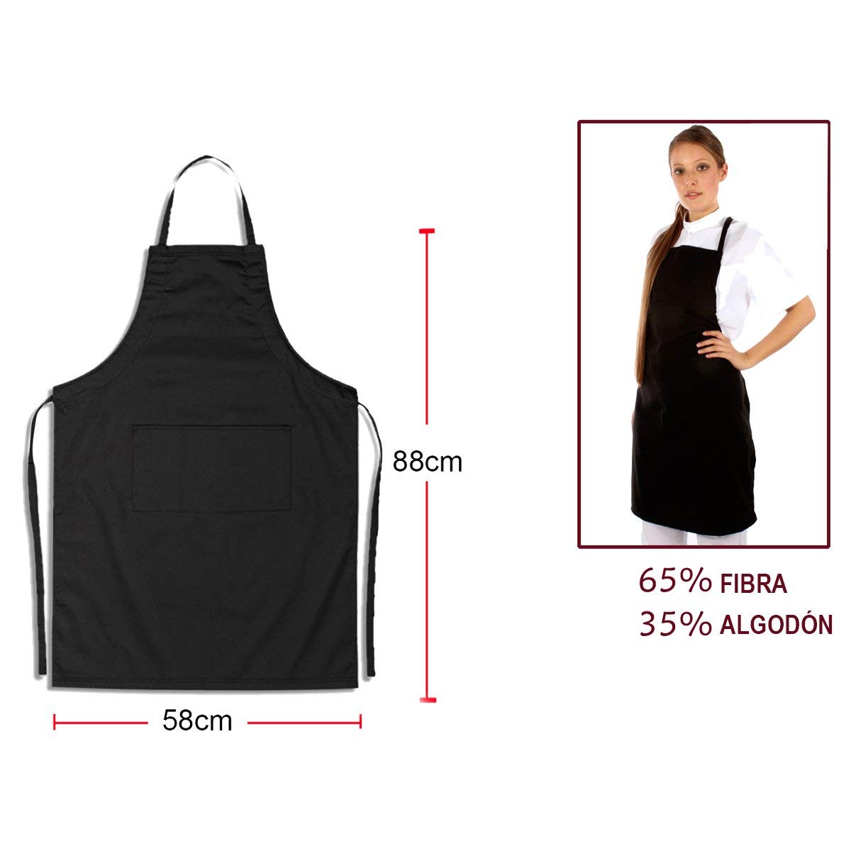 Delantal De Cocina Con Bolsillo Unisex Diseno Color Negro Medidas 58x88 Cm S L Dabuty Online Fabricado En Fibra Y Algodon Delantales