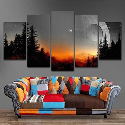 Amazon Com Canvases Print Modular Wall Art Framed 5 Pieces