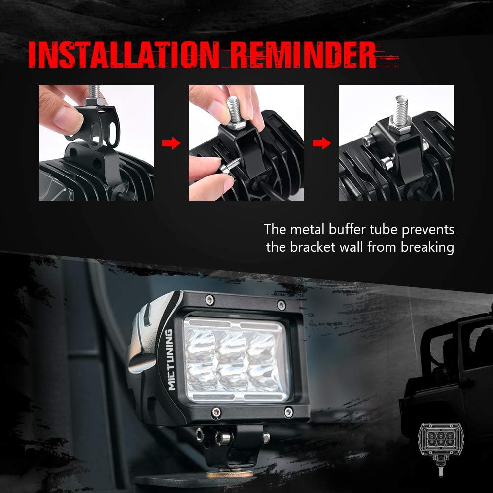 MICTUNING 2Pcs LED Light Pods Unlimited-GO K1 4 Inch 18W Off Road Flood LED Light Bar 1620lm White Light for Trucks, Jeep, Motorcycles, SUVs, ATVs, Cars, Boats, Trailer: Automotive