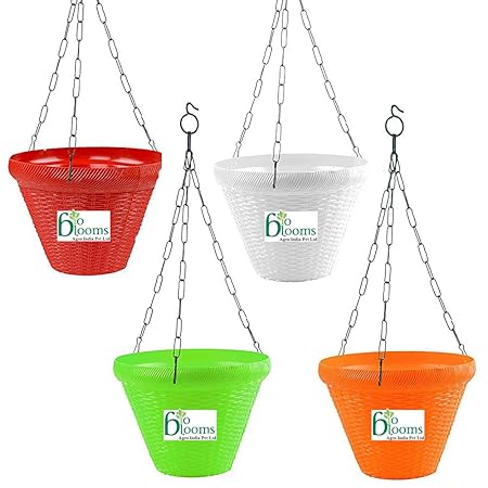 BIO BLOOMS AGRO INDIA PRIVATE LIMITED Hanging Pot with Metal Chain for Gardening (Pack of 4) Bio_21