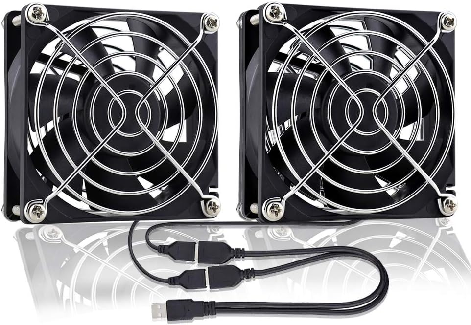 GDSTIME 80mm USB Fan 5V Computer Cooling Fan USB Powered with 3-Speed Adjustable Controller 2500 RPM 8CM Case PC Case Fans For Cabinet XBox Router DVR TV Box