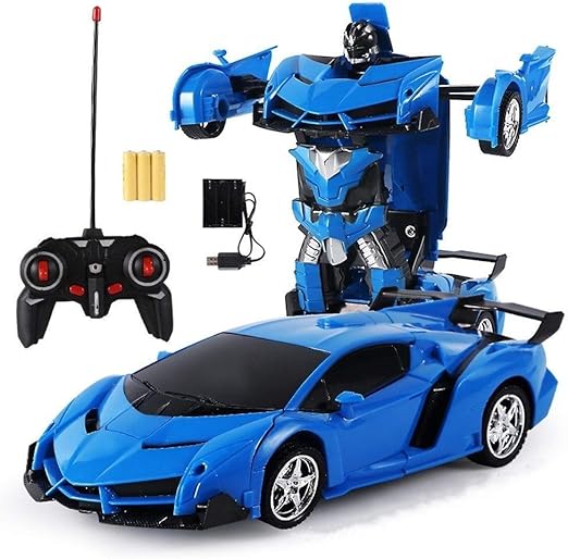 Amazon.com: Pinjeer - Transformador de coche de carreras de 2.4 Ghz con un solo toque de transformación, auto de conducción controlado por radio, con luces de sonido, recargable, autos controlados por radio: