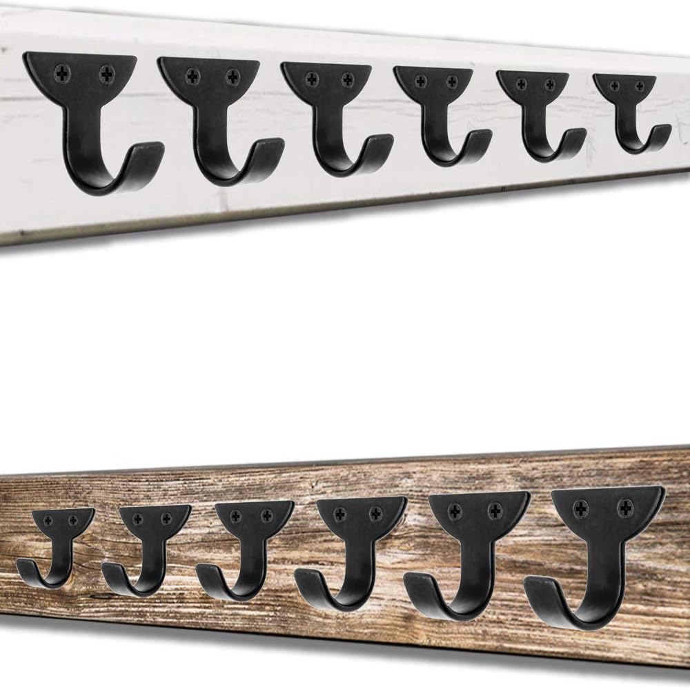 Fuxxer® Classic Iron Hooks, Picture Hooks, Wall Hooks, Set of 10, Black, 39 x 22 mm - Image 5