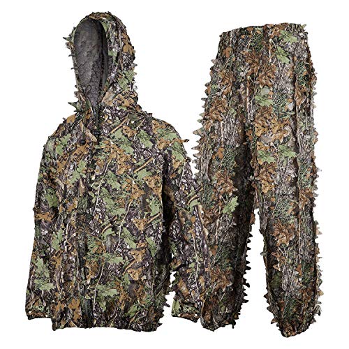 SMZCTYI Ghillie Suit Set, 3D Leafy Woodland Camouflage Clothing, Lightweight & Durable Outdoor Camo Outfit for Youth and Adult (Average) - Thumbnail 7