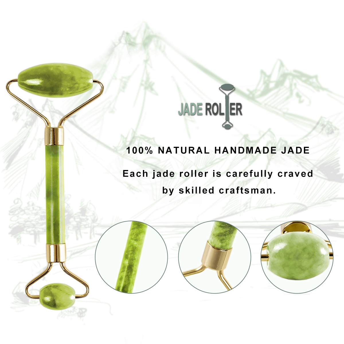 Face Ficial Jade Ice Roller – Natural 100% Real Jade Roller Anti Wrinkle Gua Sha Tool With Cooling Ice Roller for Face & Eye Puffiness Migraine Pain Relief Facial Massager Treatment Gifts for Women: Beauty