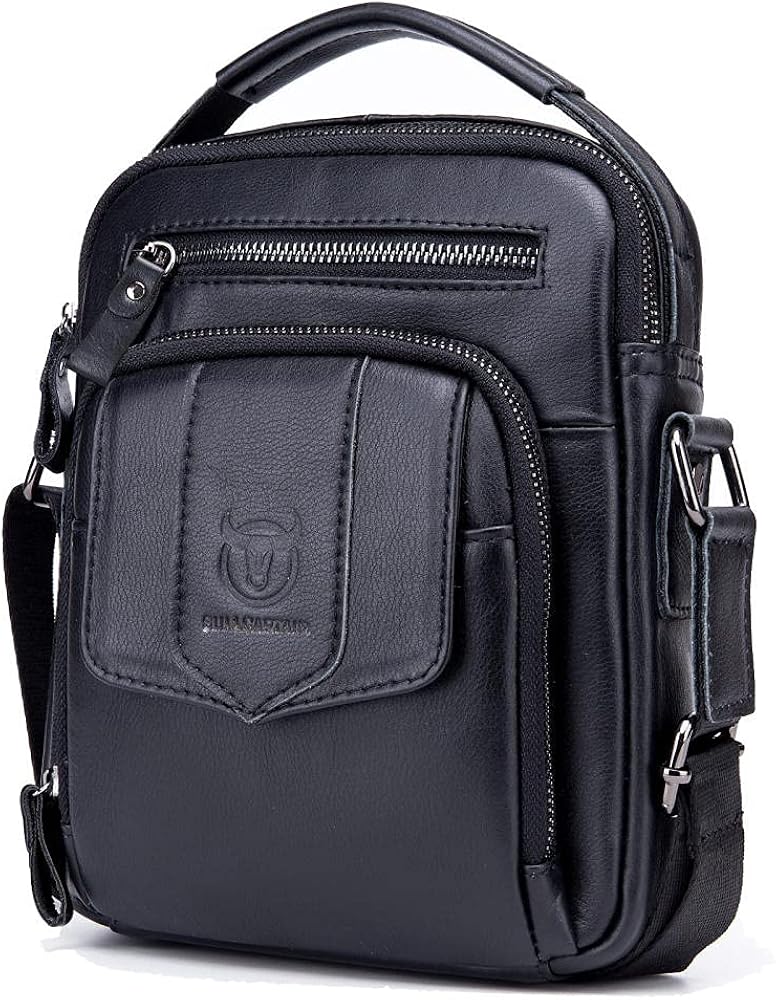 Leather shoulder bag men's Messenger bag vertical head leather handbag