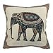 Luxbon Cotton Linen Sofa Chair Seat Throw Pillow Case Cushion Cover Decorative Insert Not Included - Tapestry Jacquard Retro Indian Elephant