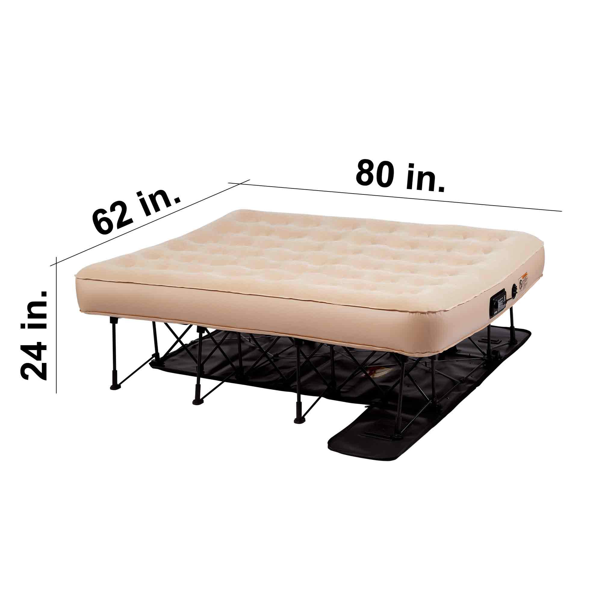 Simpli Comfy EZ Air Bed Self-Inflating Queen Size Air Mattress with Built-in Frame, Pump and Wheeled Case