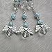 24 Pcs Blue Mini Rosary Baptism Favors with Angels for Boy Recuerdos de Bautizo Finger Rosaries Silver Plated