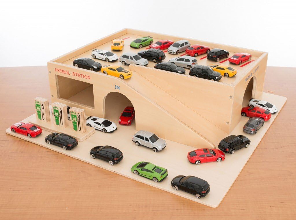 wooden toy car park