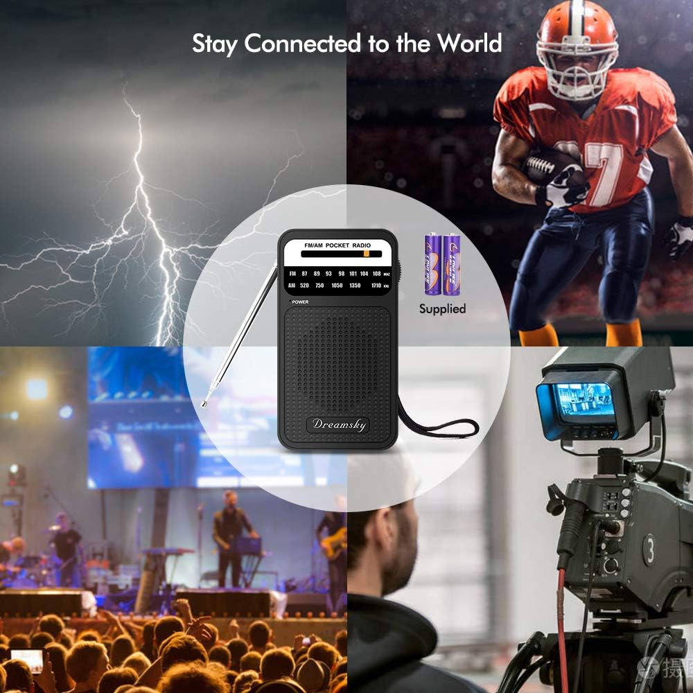 DreamSky Pocket Radios, Battery Operated AM FM Radio with Loud Speaker, Great Reception, Earphone Jack, Ideal Gifts for Elderly, Portable Transistor Radio for Walking, Camping: Home Audio & Theater