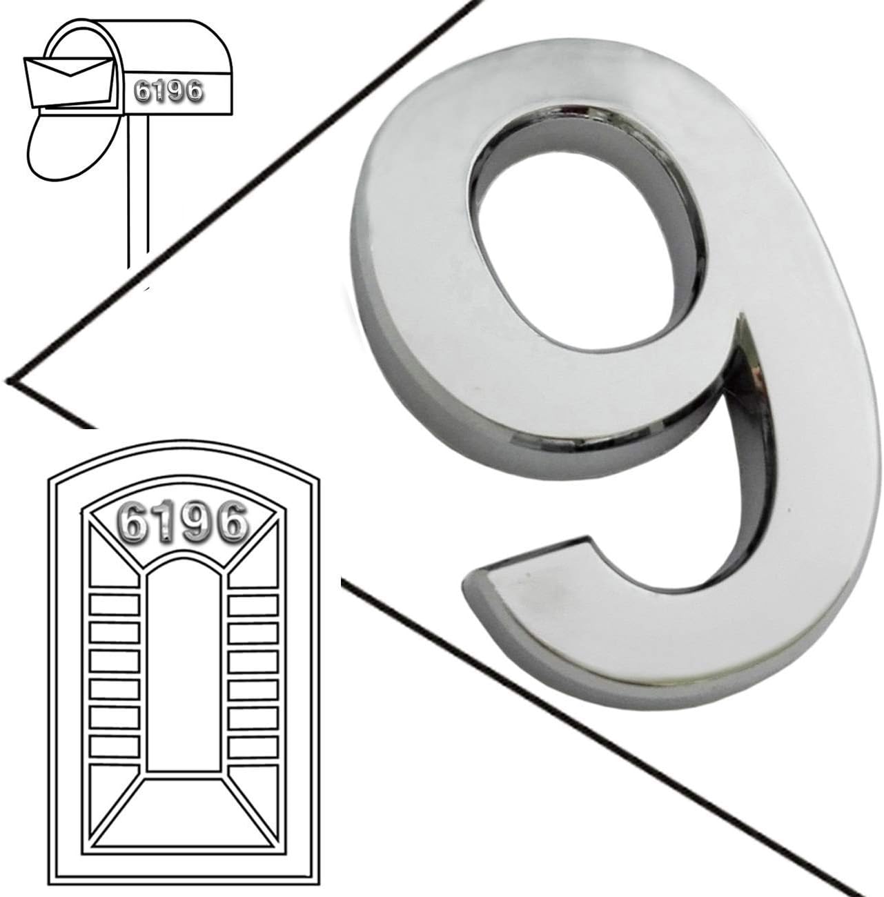 Solid Metal Number 2 Packs– 2-3/4 Inch Magicdo, Modern Silver House Number, Floating Appearance, Easy to install and made of solid Metal (2Pcs/pack Silver) (plastic silver 9)