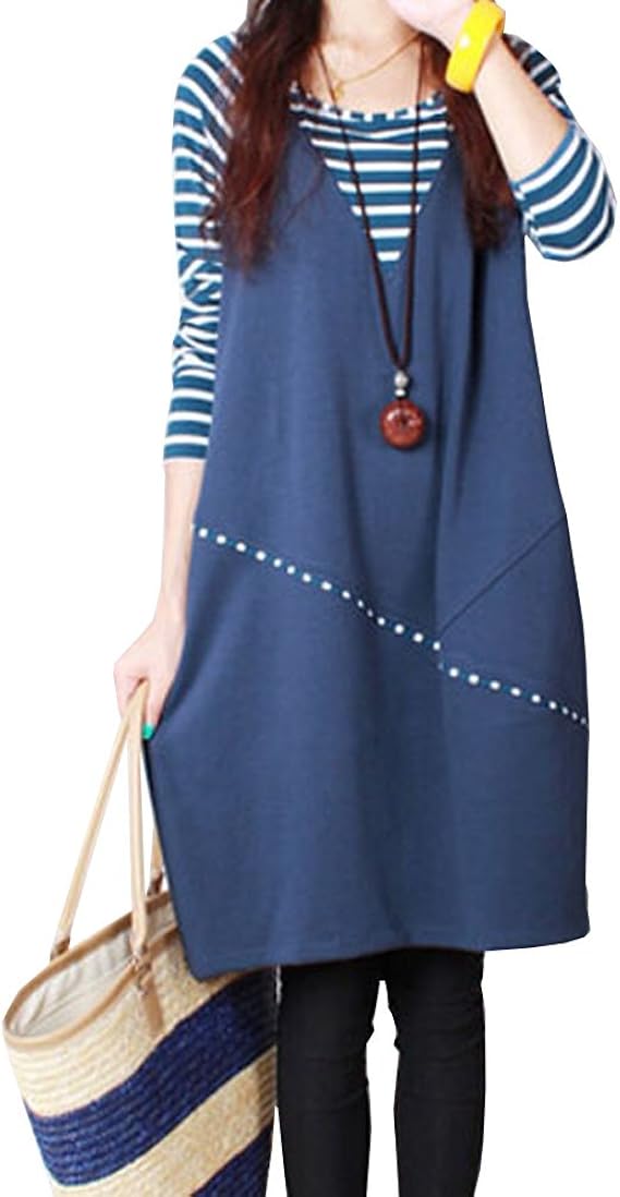 Amazon Co Jp マーシェル Marshel マタニティ ワンピース チュニック 長袖 ゆったり おしゃれ デザイン 産前 産後 長く使える 妊婦服 ブルー L 服 ファッション小物