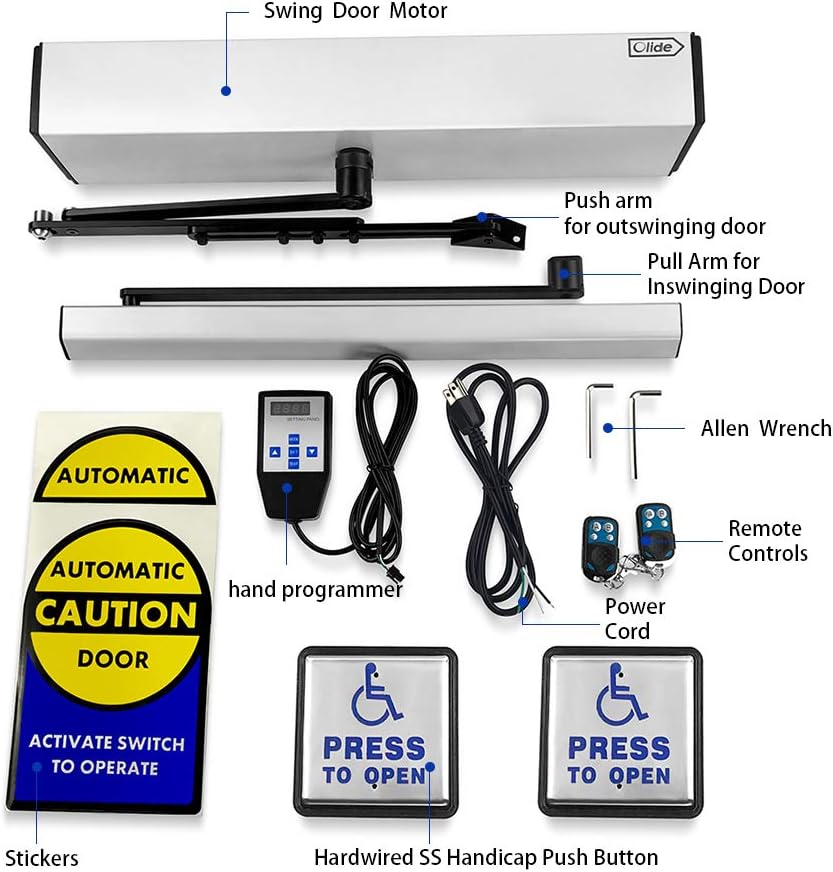 Handicap Door Opener For Disabled People Low Energy Ada Swing Door Operator With Wired Stainless Steel Handicap Push Buttons