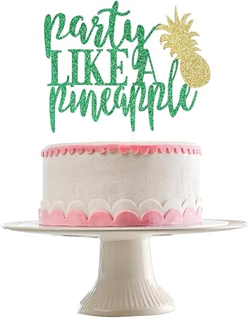 Amazon Co Jp パイナップルケーキ トッパーのような緑のキラキラパーティー ハワイルアウトロピカルパーティーデコレーション ハワイをテーマにしたケーキデコレーション おもちゃ