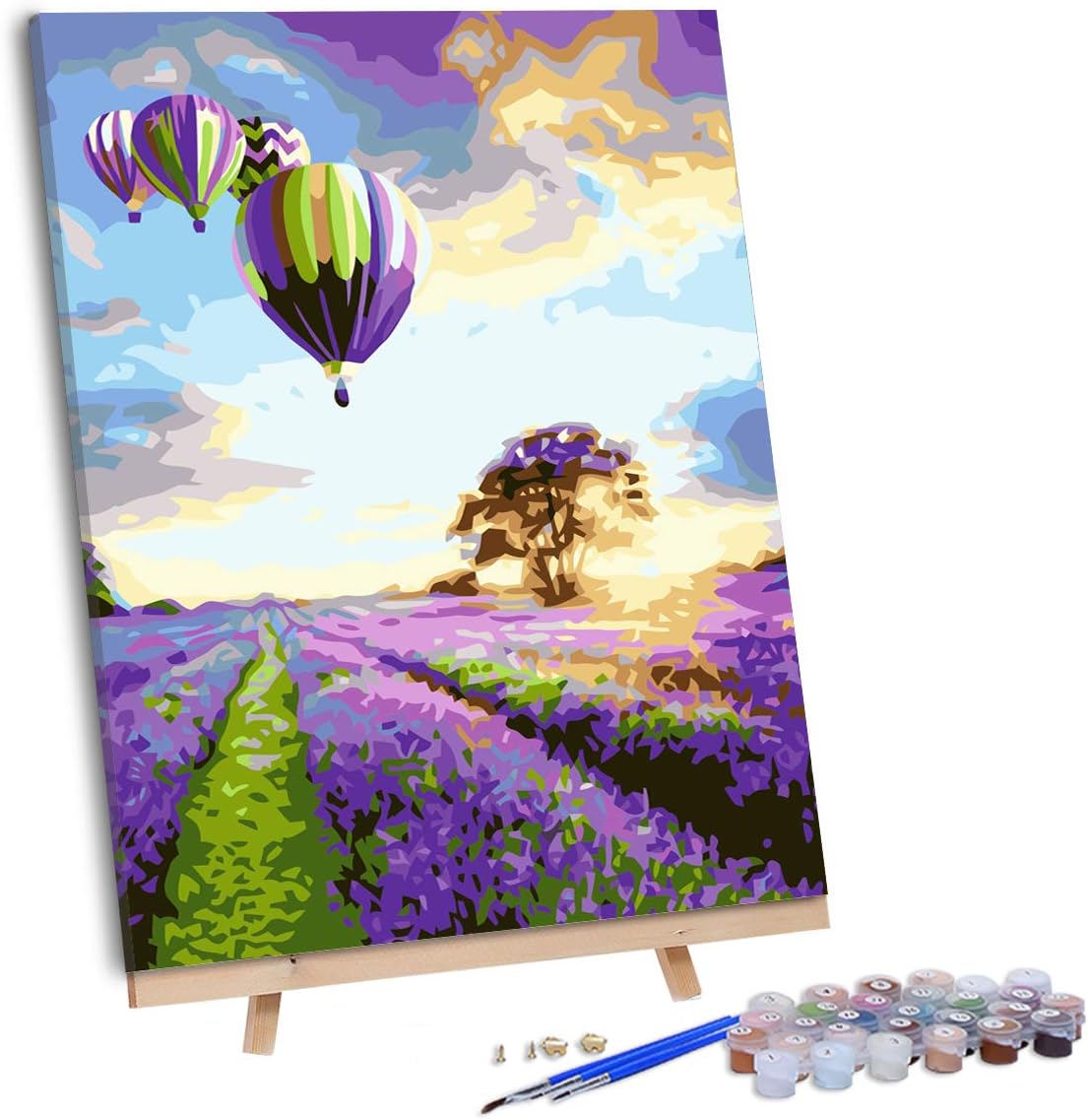 VIGEIYA DIY Paint by Numbers for Adults Include Framed Canvas and Wooden Easel with Brushes and Acrylic Pigment 15.7x19.6inch
