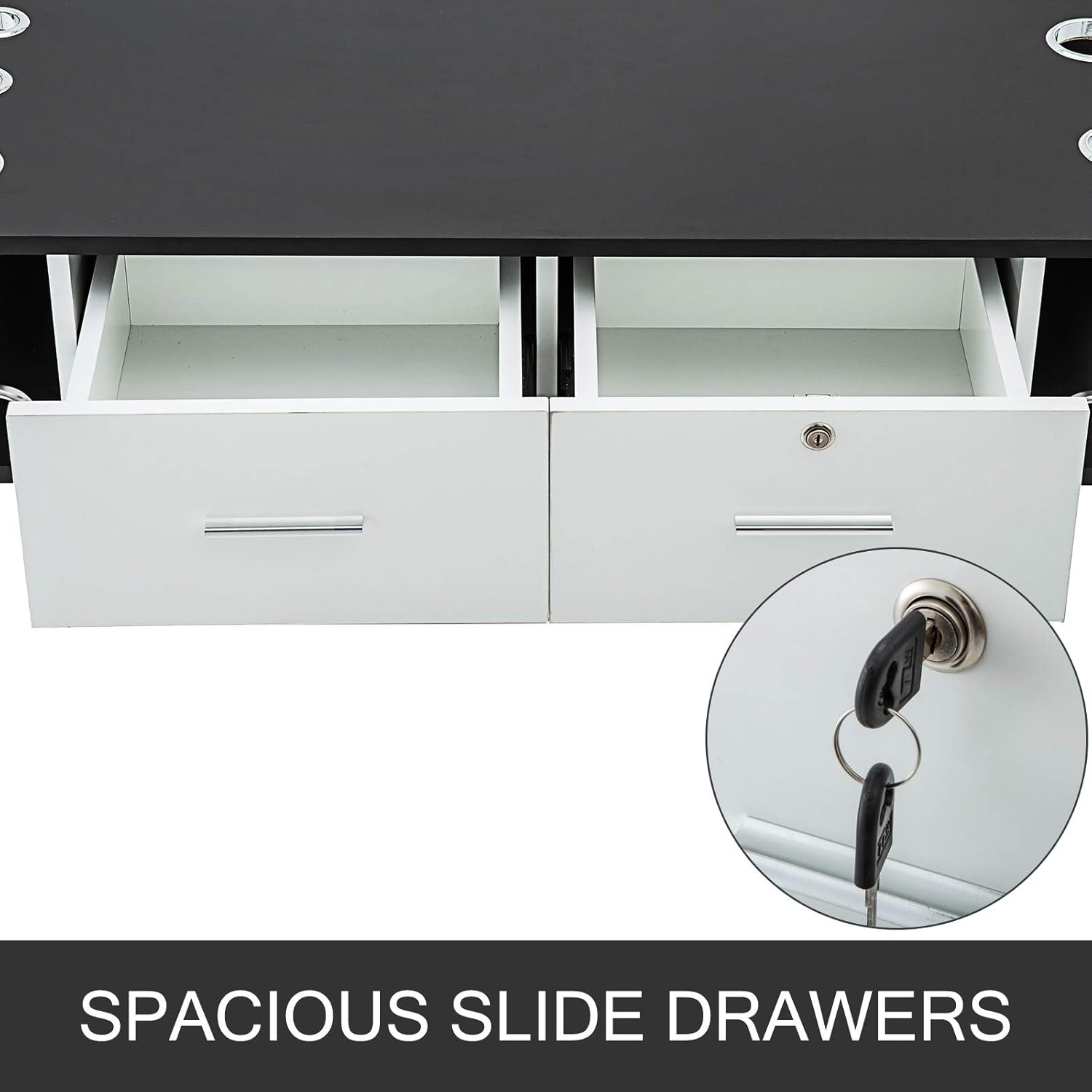 LOVSHARE Black & White Salon Wall Mount Styling Station Classic Locking 2 Drawers Storage Beauty Salon Spa Equipment Barber Station: Beauty