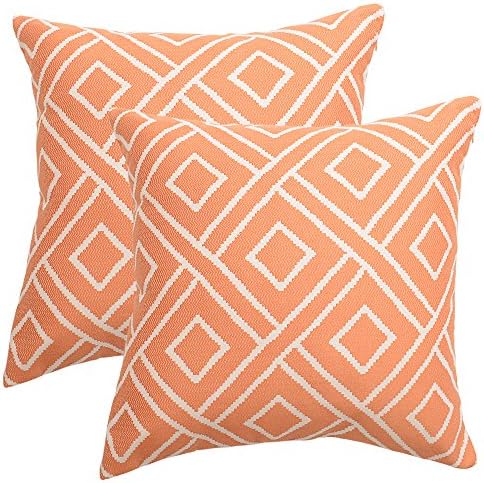HOMFINER Orange Pink Soft Solid Geometric Elements Decorative Throw Pillow Cases Cushion Covers 18x18 inch Set of 2