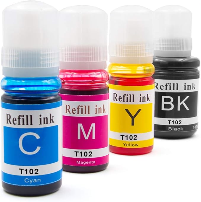 UniPlus 102 Refill Ink Cartridges Set of 4 Ink Bottles Compatible for