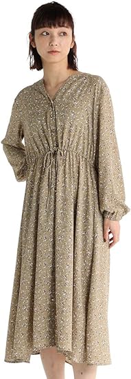 ワンピース レディース ロング 花柄 長袖 羽織り ゴム 秋 秋 Honeys ハニーズ マオカラーワンピース Web限定llサイズ有 ワンピース チュニック 通販 Amazon