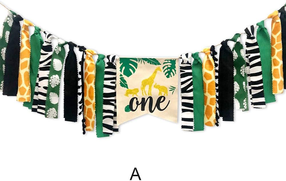 Sinnper Jungle Theme Birthday Party Jungle Animals Themed Highchair Banner Decor Crown Party Supplies For Baby 1St Birthday