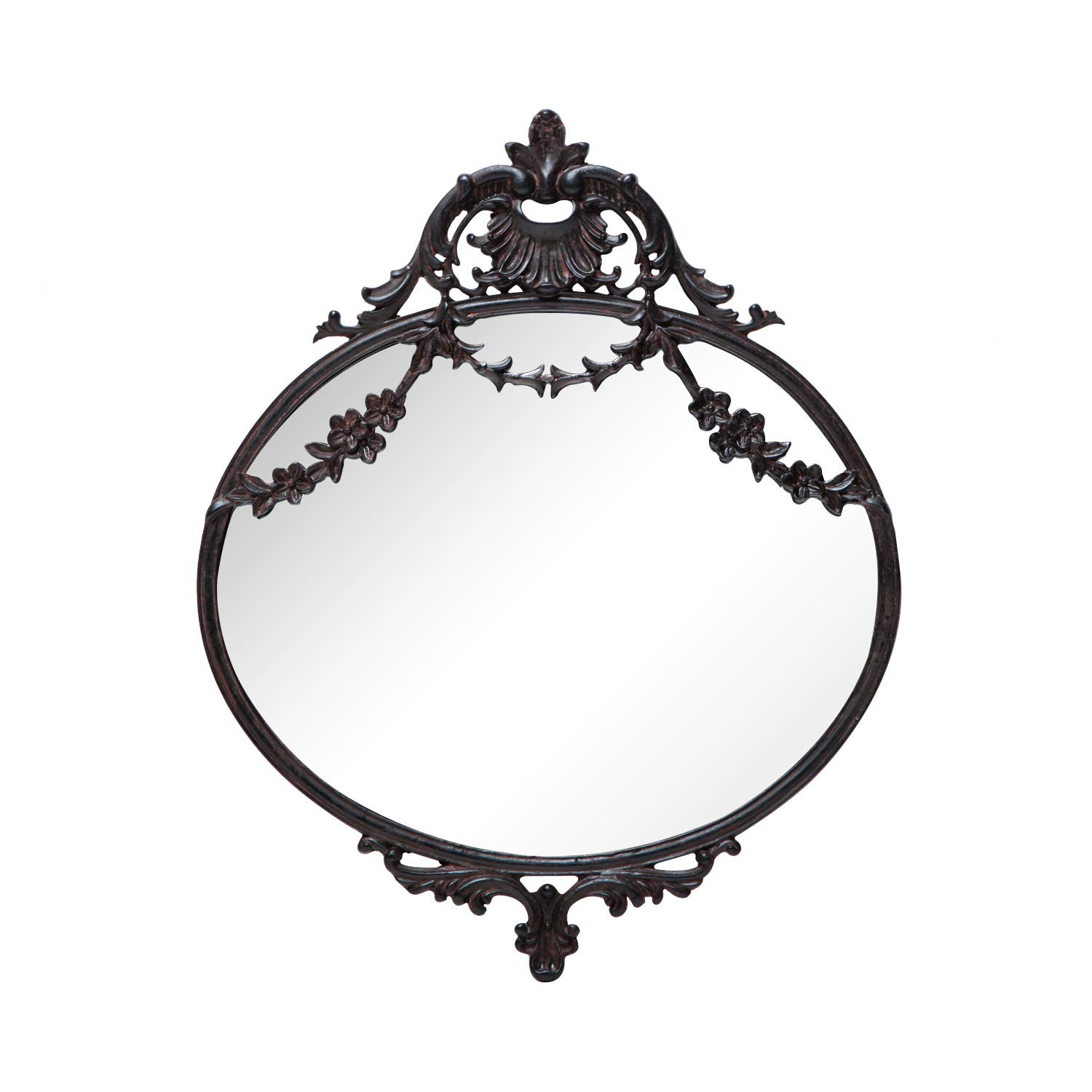 Photo 1 of NIKKY HOME 10" x 12" Rustic Decorative Metal Oval Wall Mounted Small Victorian Mirror for Home Decor Decoration, Black