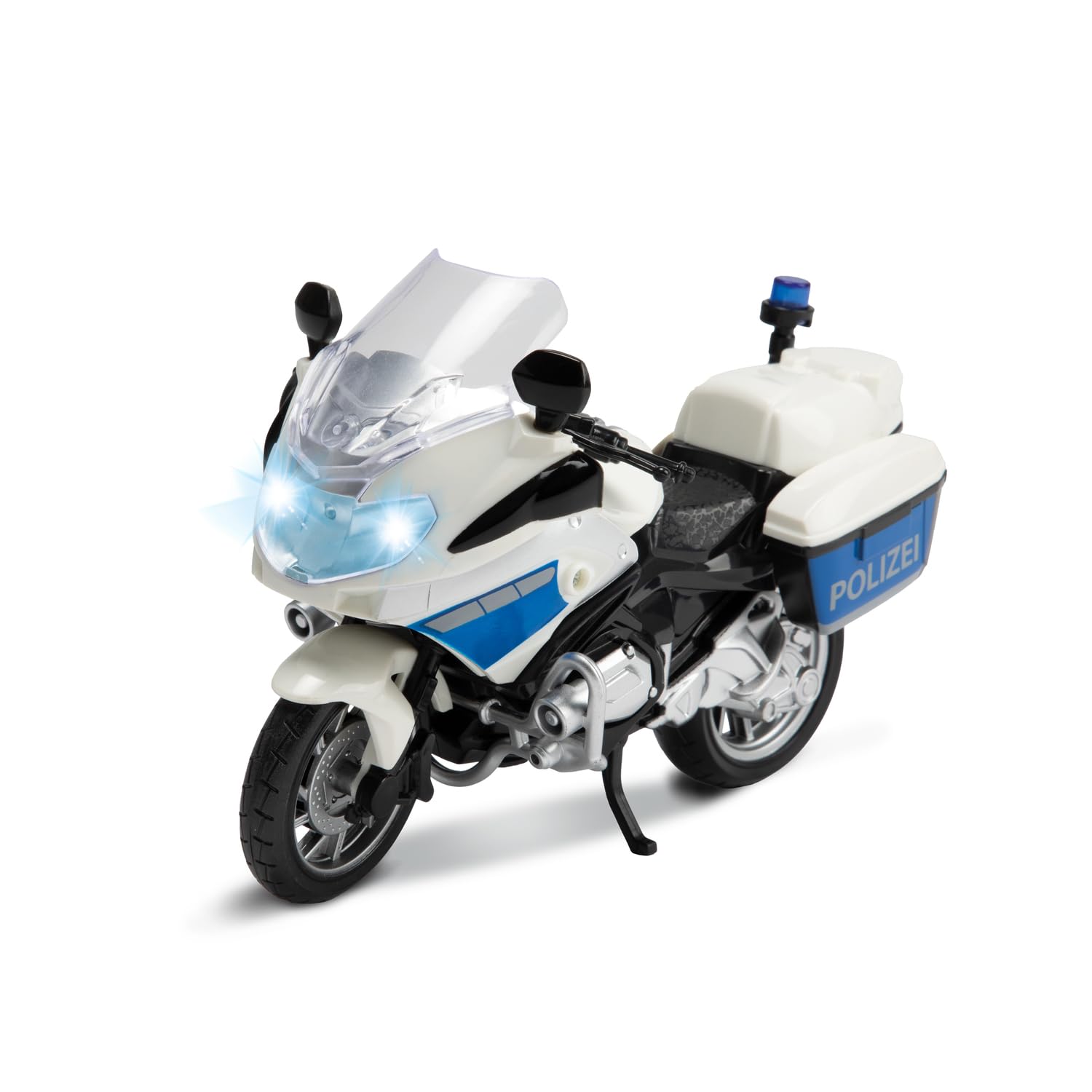 Toi-Toys Police Motorcycle 1:20 with Light and Sound, Police Toy, Model, White, Blue, Grey, Ages 3+