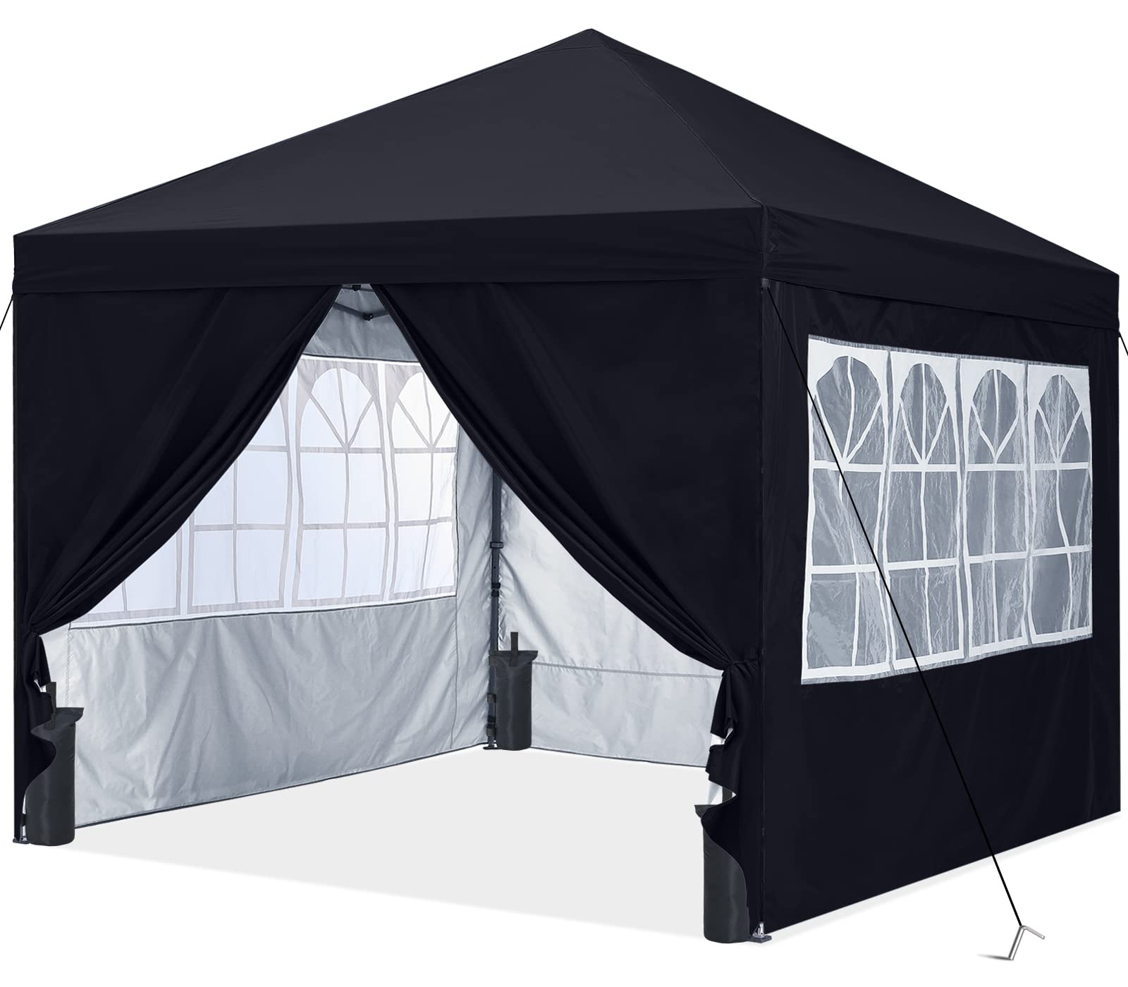 Photo 1 of ** black cover only ** ABCCANOPY 10X10 Pop Up Canopy Tent Enclosed Instant Canopy Shelter with Zipped Side Wall Church Window, Bonus 4 Weights Bags (Black)