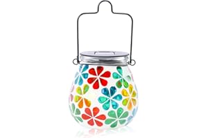 Bshine Mosaic Solar Lantern Outdoor Hanging Waterproof, Sunflower Mosaic Light Indoor Decorative Table, Garden Decor for Yard Outside, Path, Courtyard, Lawn, Birthday Gift for Mom Women Gardening