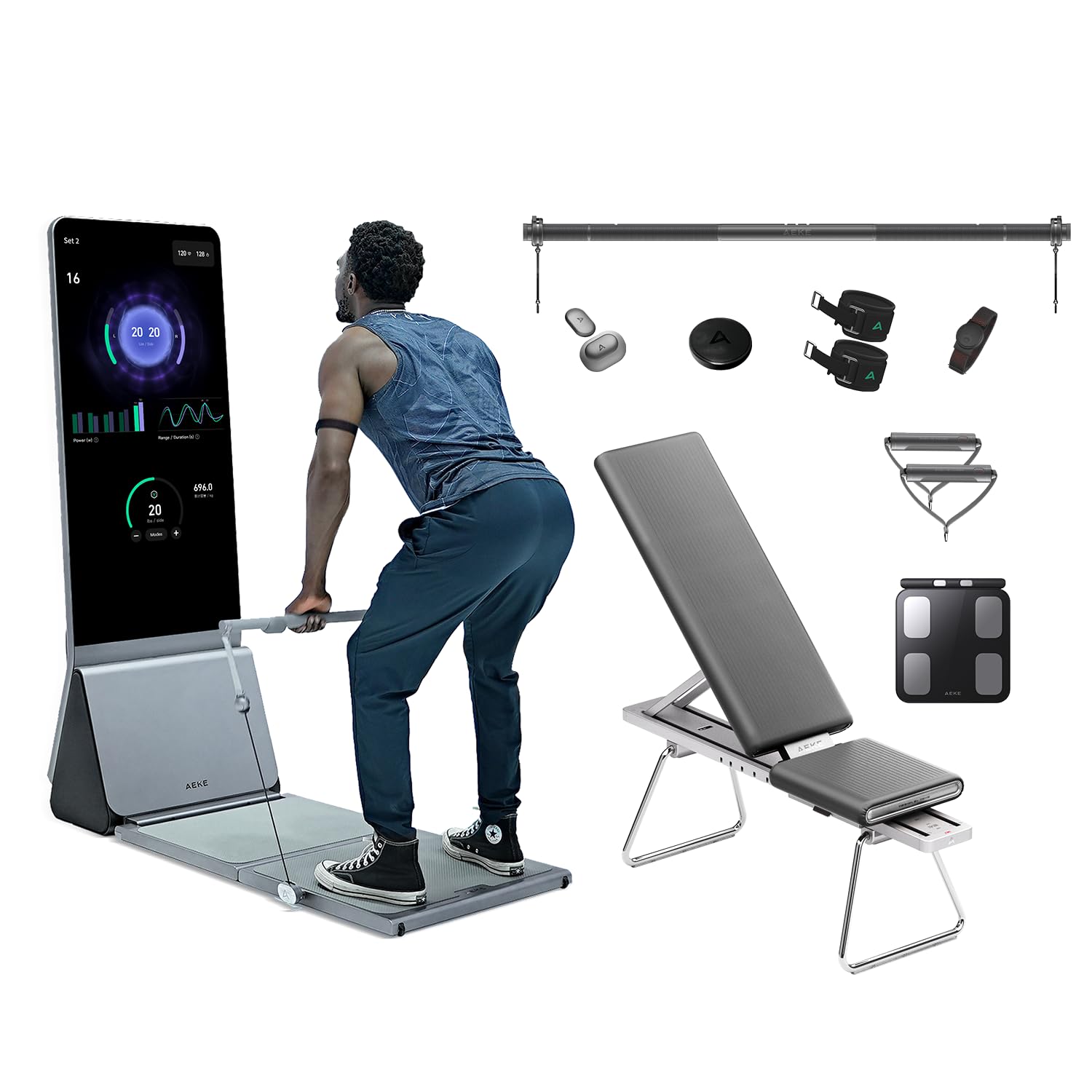 AEKE Smart Home Gym System- Fitness Mirror K1: AI-Powered All-in-One Fitness Machine for Full-Body Strength Training and Personalized Workouts