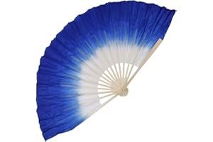 Larcele Silk Belly Dance Short Fan Veils Square Dancing Folding Fans for Dance Performance Gradient Color WDSZ-01