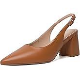 Mostrin Block Slingback Heels for Women Pointed Closed Toe Chunky Heels Office Work Shoes Women's Pumps for Business Casual