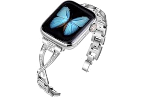JFdragon Bands for Apple Watch 38mm 40mm 41mm 42mm(Series10) Women Series 10 9 8 7 6 5 4 SE iwatch Band Bling Metal Bracelet Dressy Fancy Cute Strap Silver