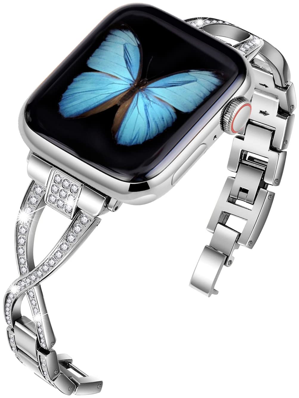 JFdragon Bands for Apple Watch 38mm 40mm 41mm 42mm(Series10 11) Women Series11 10 9 8 7 6 5 4 SE iwatch Band Bling Metal Bracelet Dressy Fancy Cute Strap Silver