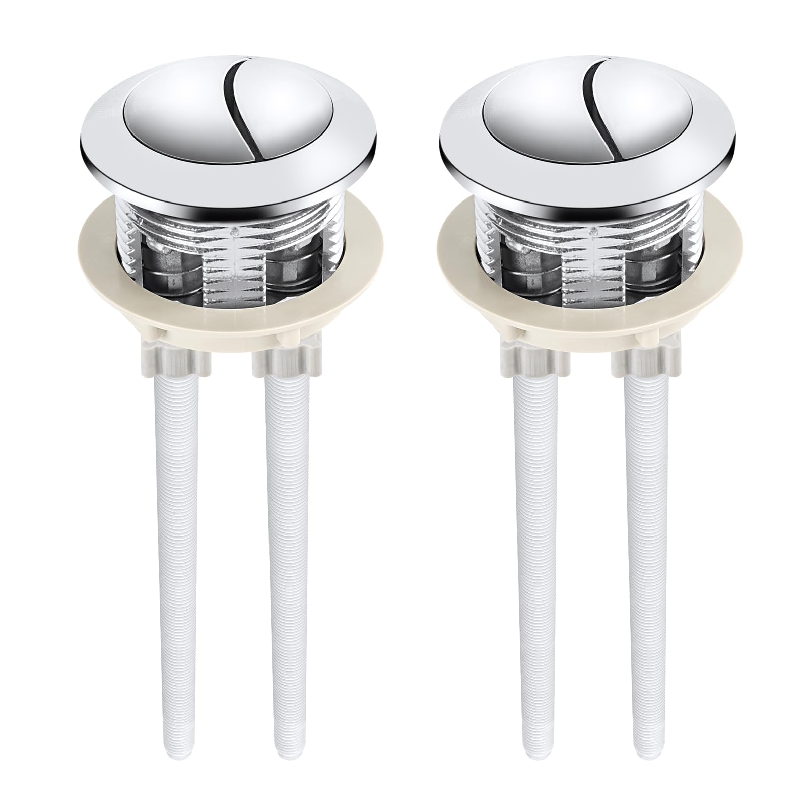 Toilet Push Button Flush Replacement, 2 Pack Dual Flush Toilet Push Button Round Head Toilet Flush Button Replacement Accessories for Bathroom Toilet Water Tank Repair
