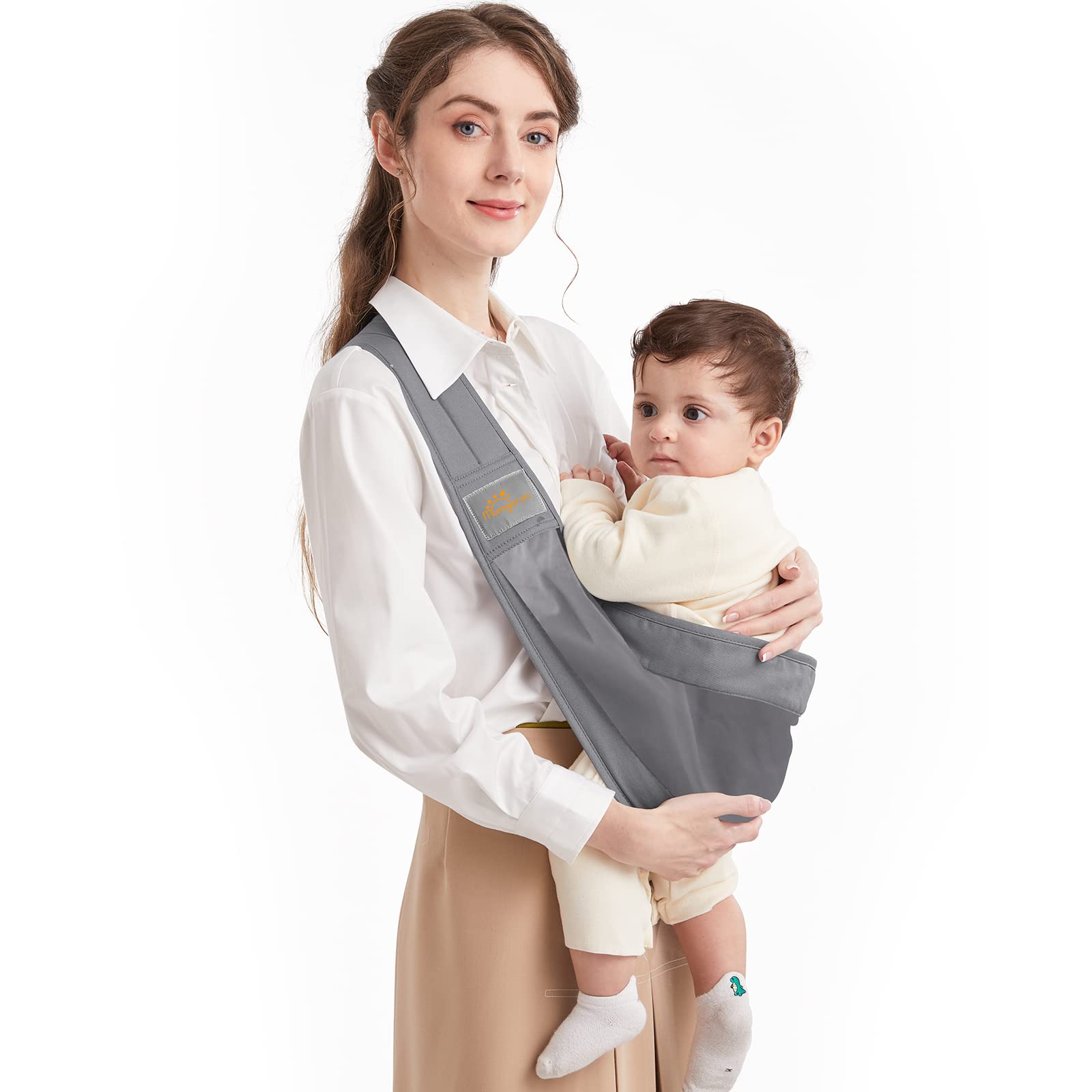 Mumgaroo Baby Sling, Adjustable Toddler Carrier Sling, Breathable Baby Sling Carrier with Thick Shoulder Straps for Newborn, Infant, Toddler, 0-36 Months (Grey) — image 1