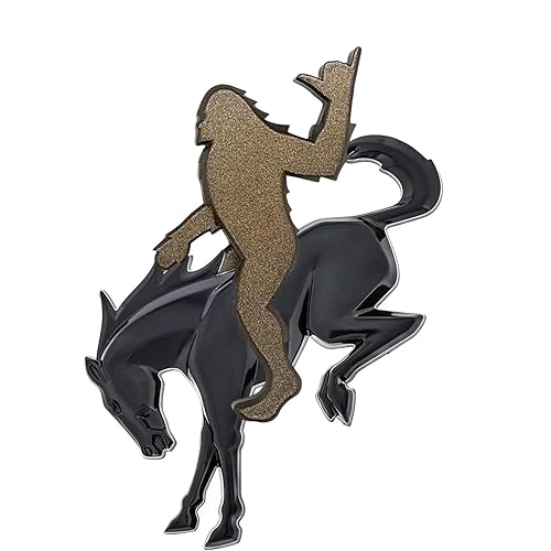 Add-A-Sasquatch Black and Bronze Emblem Overlay Decal for Bronco, 3x4 Inch, 3M Adhesive, Off-Road Vehicle Customization Accessory (Sasquatch Riding Bronco Set#2)