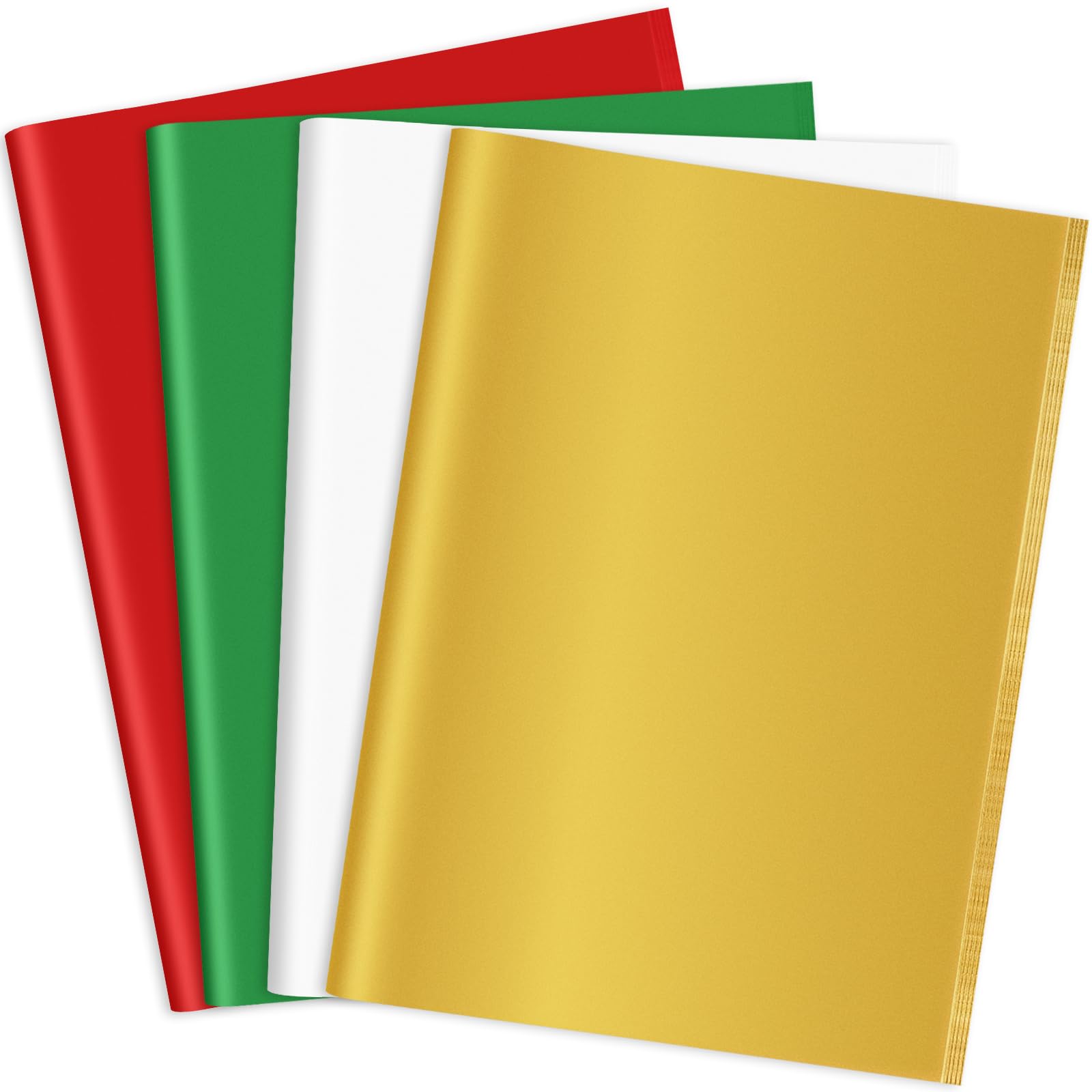 CHRORINE 50 Sheets Tissue Paper Christmas Wrapping Paper 4 Style Tissue Paper Bulk for Packaging Christmas Party DIY Art Craft（Red/Green/White/Gold）