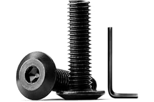 KONGKI M5 x 8mm 20 PCS Flat Head Hex Socket Cap Screws Bolt, Black Alloy Steel Furniture Bolts Full Thread (with Hex Spanner)