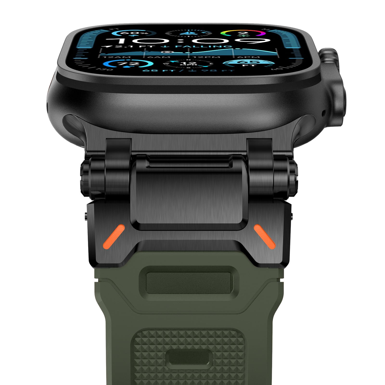 Fullife 49mm 46mm 45mm 44mm 42mm(Series 3 2 1) Compatible with Apple Watch Silicone Straps,Sport Strap Replacement Band for iWatch Ultra 3 2 1,Series 11 10 9 8 7 6 5 4 3 2 1 SE,Green/Black Connector