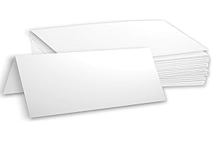 Hamilco Blank Tent Name Place Table Cards 3 1/2" x 11" Folded Card Stock - White Cardstock Paper 80lb Cover - 100 Pack