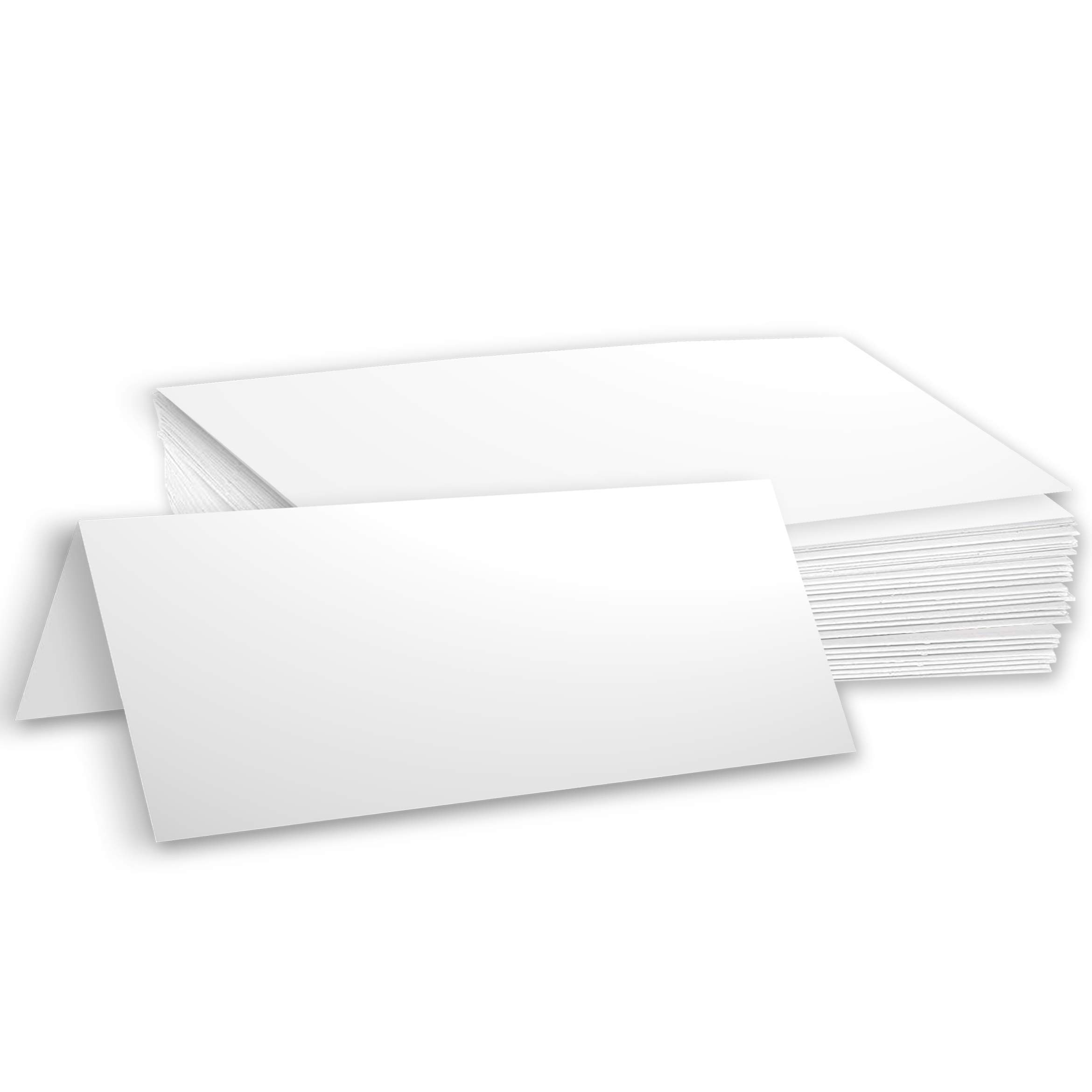 Photo 1 of Hamilco Blank Tent Name Place Table Cards 3 1/2" x 11" Folded Card Stock - White Cardstock Paper 80lb Cover - 100 Pack