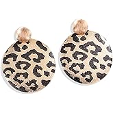 Leopard Dangle Earrings for Women Statement Round Drop Flash Metal Earrings Unique Tears Drop Fashion Jewelry
