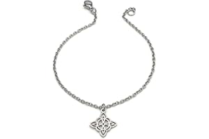 Stainless Steel Witches Knot Anklet - Celtic, Protection Ankle Bracelet - Goddess, Wiccan, Pagan (6 IN)
