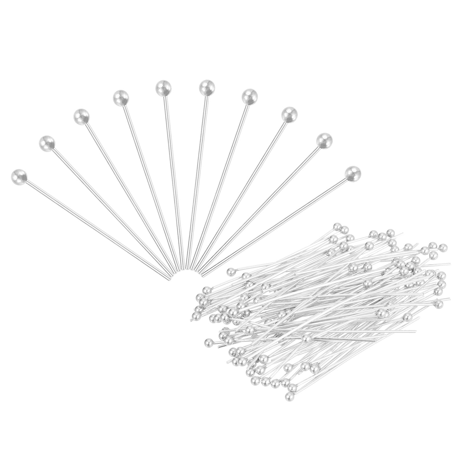 PATIKIL 200Pcs Silver Plated Ball Head Pins 24 Gauge 50mm Wire Head Pins Brass Round Ball Head Pins Metal End Head Pins for DIY Craft Bracelets