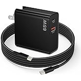 PD 65W USB C Fast Charger for DJI Neo, Air 3S, Mini 4K, 2 SE Drones, Black | Dual Port USB + Type C Wall Charger with C to C Charging Cable for DJI FPV Accessories, 6ft Long