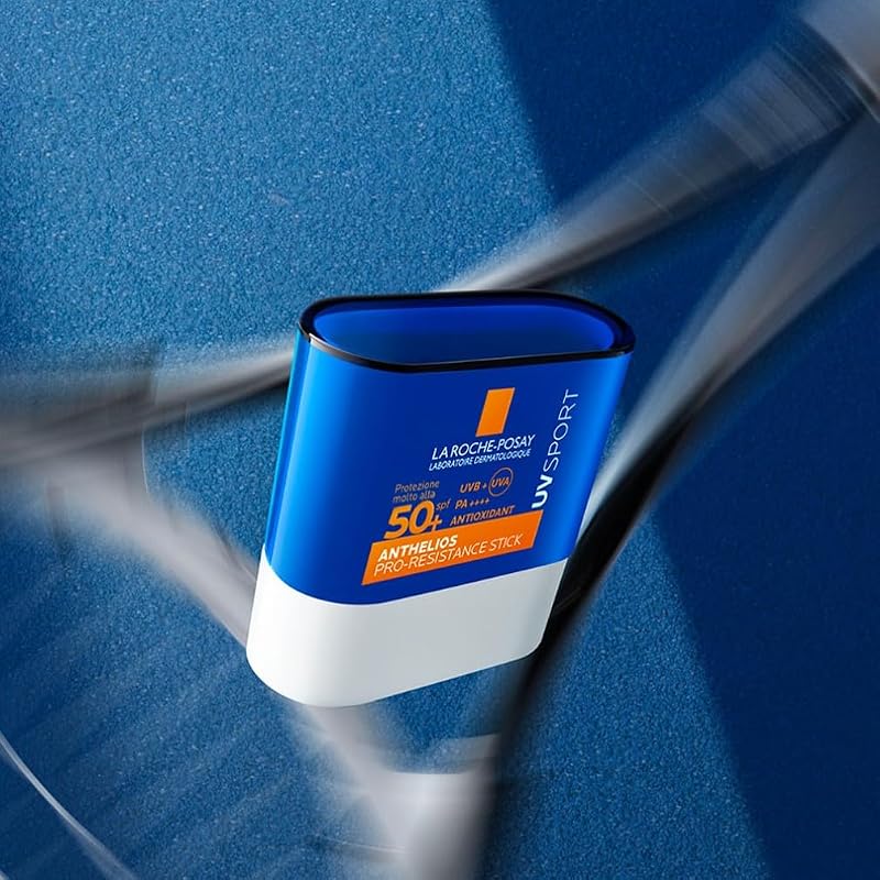 La Roche Posay Anthelios UVSport, Pro-Resistance Stick SPF50+, Per Tutti i Tipi di Pelle, Alta Protezione dai Raggi UV, Resistente al Sudore e All'Acqua, Adatto allo Sport, Con Mexoryl 400, 10ml